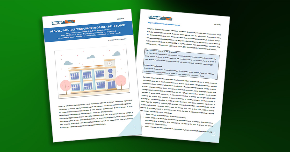 Speciale "Provvedimenti di chiusura temporanea delle scuole"